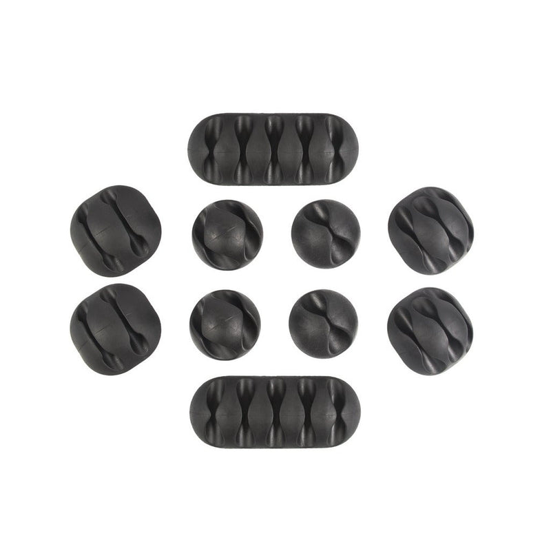 QualGear Multipurpose Cable Clips Holders, Black, 10 Pack, CCH-B-10-B