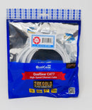 QualGear QG-CAT7R-10FT-WHT CAT 7 S/FTP Ethernet Cable Length 10 feet - 26 AWG, 10 Gbps, Gold Plated Contacts, RJ45, 99.99% OFC Copper, Color White