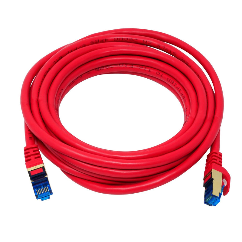 QualGear QG-CAT7R-15FT-RED CAT 7 S/FTP Ethernet Cable Length 15 feet - 26 AWG, 10 Gbps, Gold Plated Contacts, RJ45, 99.99% OFC Copper, Color Red