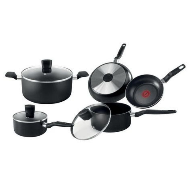 T-fal B218S874 Essential 8Pc Set Black Set, "Brown Box New- (Comes with 90 Days Manufacturer Warranty)"