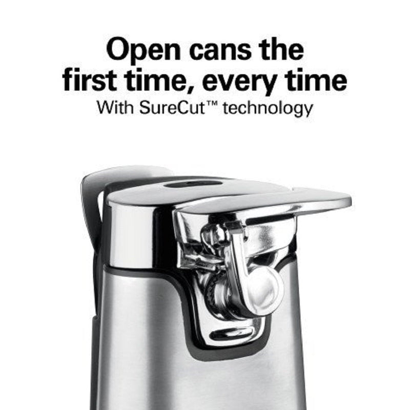 Hamilton Beach 76778 SureCut Stainless Steel Tall Can Opener with OpenMate Multi-Tool, Silver