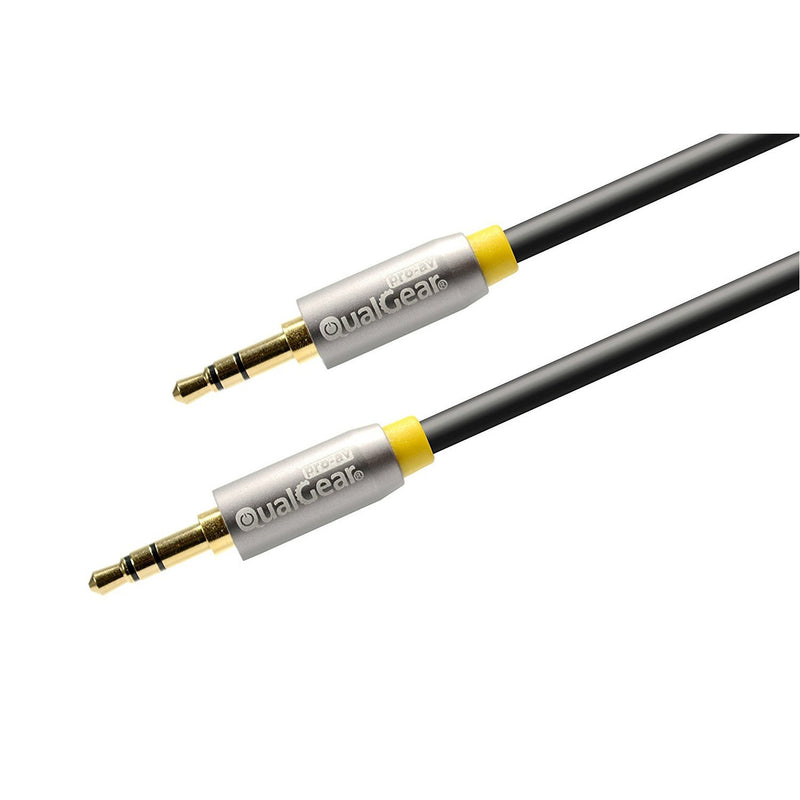 QualGear 100% OFC Copper, Gold Plated Contacts, 3.5mm Male to 3.5mm Male Premium Auxiliary Stereo Audio Cable - 3.5mm Male to 3.5mm Male - 4' Black (QG-ACBL-4FT)