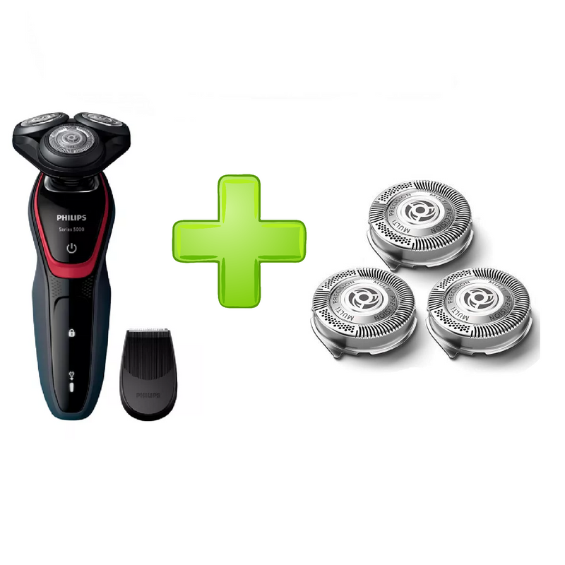 Philips Wet/Dry Electric Cordless Shaver S5230/08 with FREE Replacement Shaver Blades SH50/53