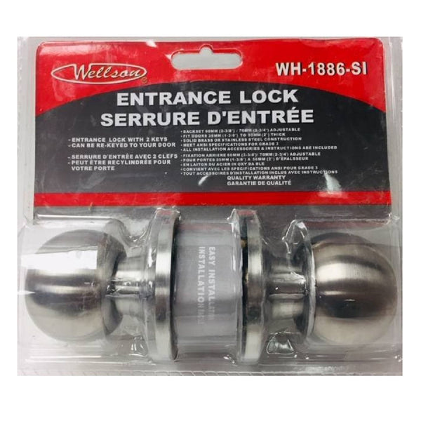 Wellson Entrance Lock-With 2 Keys (Silver)