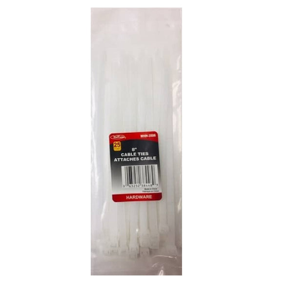 Wellson 25 Pcs 8" 200mm X 7mm Nylon Cable Tie